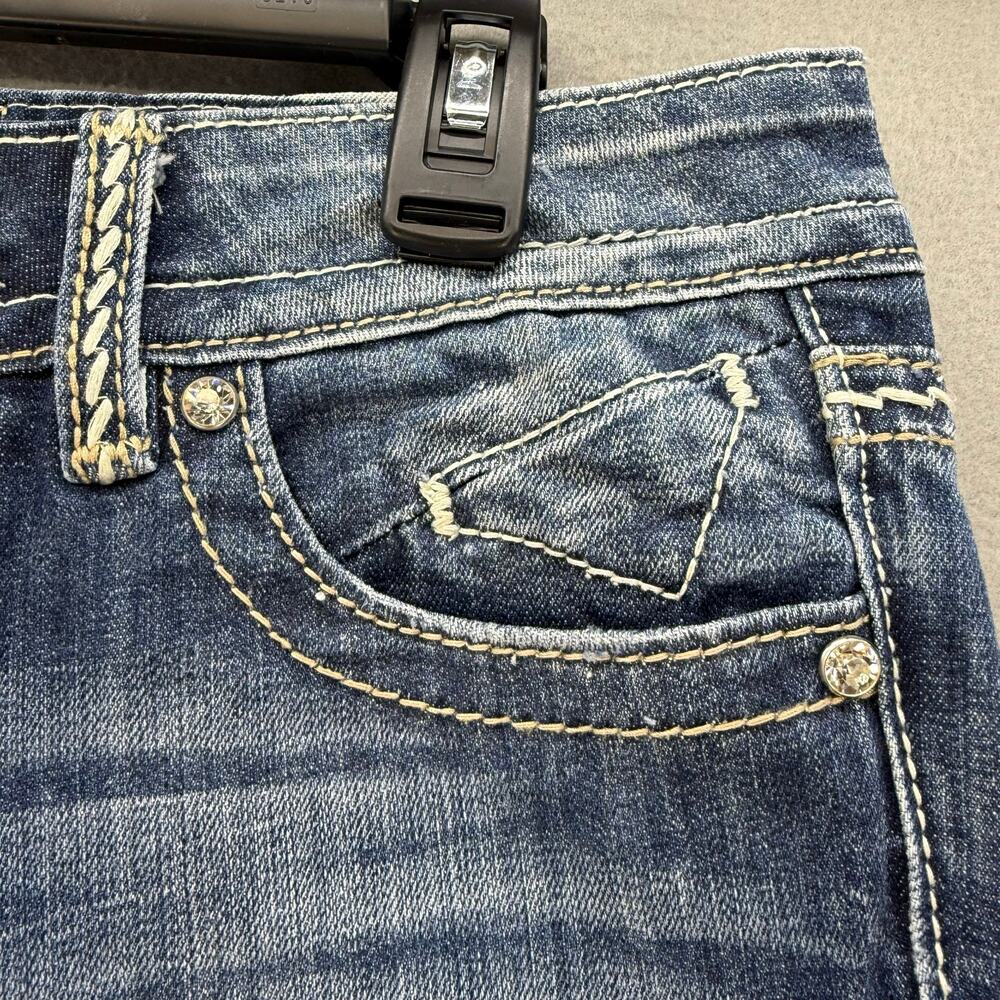 Vigoss Jeans Women's 3x21 Blue The York Capri Leather Studded Embellished - Picture 5 of 14